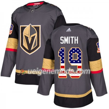 Herren Eishockey Vegas Golden Knights Trikot Reilly Smith 19 Adidas 2017-2018 Grau USA Flag Fashion Authentic